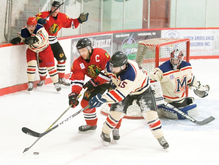 The Moosomin Rangers and Langenburg Warriors, shown here in a game from last season, are two of the teams making up the new SEHL